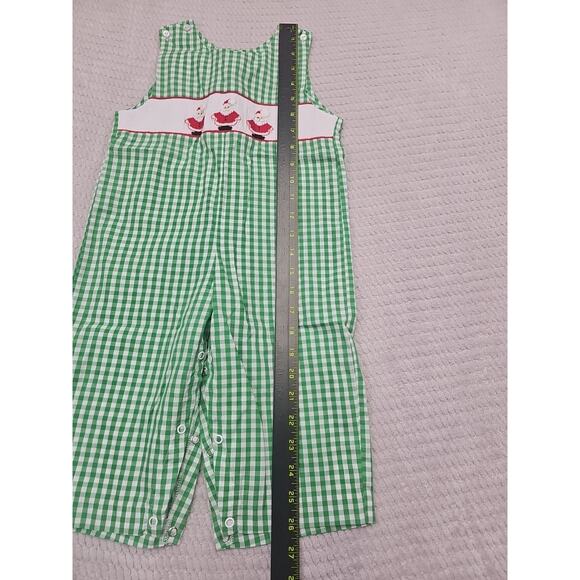 Southern Sunshine Smocked Christmas Romper Size 24 Months Santa Embroidered - Picture 2 of 8